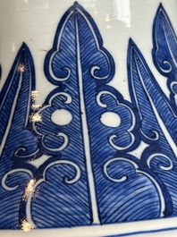 A large Chinese blue and white 'flower scroll' vase, Qianlong mark, 19th C.