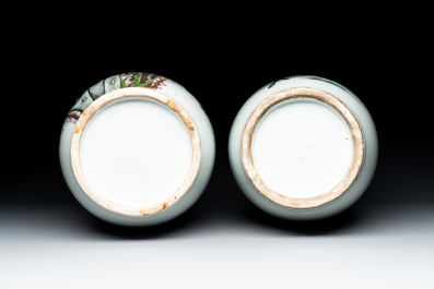 Two Chinese famille rose vases and a jar, 19/20th C.