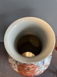 A large Chinese famille rose 'dragon' 'hu' vase, 19/20th C.
