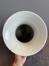 A Chinese doucai 'antiquities' 'hu' vase, Qianlong mark, 19th C.