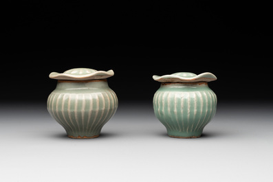 A collection of six Chinese Longquan celadon wares, Yuan/Ming