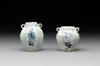 A collection of five Chinese blue and white jarlets, Yuan