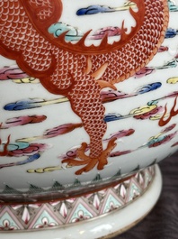 A large Chinese famille rose 'dragon' 'hu' vase, 19/20th C.
