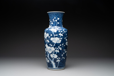 A Chinese blue and white 'prunus on breaking ice' vase, 19th C.