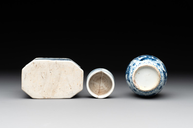 A collection of 22 Chinese blue, white and polychrome wares, Yongzheng and Ruo Shen Zhen Cang 若深珍藏 mark, Kangxi and later