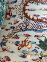 A large Chinese famille rose 'dragon' 'hu' vase, 19/20th C.