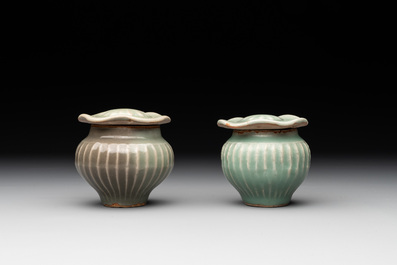 A collection of six Chinese Longquan celadon wares, Yuan/Ming