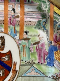 A rare Chinese Canton famille rose armorial dish with the arms of Wight, ca. 1810