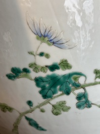 A large Chinese famille rose 'quails and chrysanthemum' 'tianqiu ping' vase, Qianlong mark, 19th C.