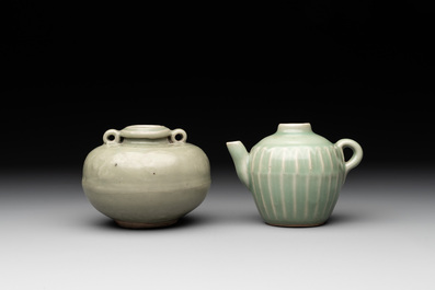 A collection of six Chinese Longquan celadon wares, Yuan/Ming