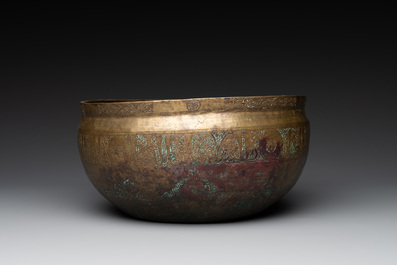 An engraved Khorasan bronze bowl, Iran, 12th C.
