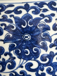 A large Chinese blue and white 'flower scroll' vase, Qianlong mark, 19th C.