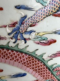 A large Chinese famille rose 'dragon' 'hu' vase, 19/20th C.