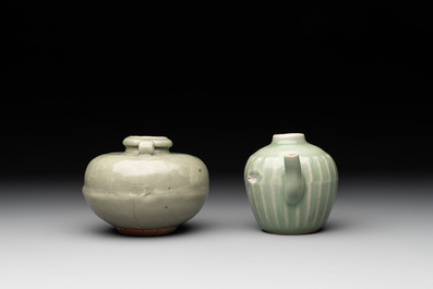 A collection of six Chinese Longquan celadon wares, Yuan/Ming