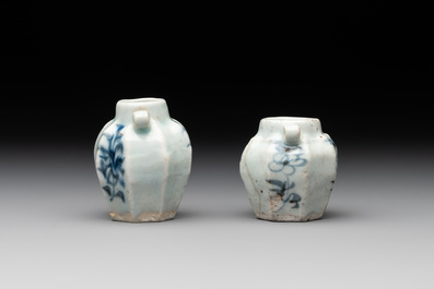 A collection of five Chinese blue and white jarlets, Yuan