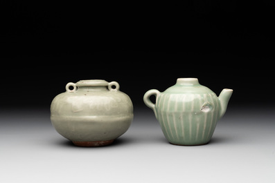 A collection of six Chinese Longquan celadon wares, Yuan/Ming