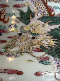 A large Chinese famille rose 'dragon' 'hu' vase, 19/20th C.