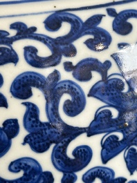 A large Chinese blue and white 'flower scroll' vase, Qianlong mark, 19th C.