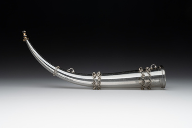 A fa&ccedil;on de Venise glass drinking horn, The Netherlands, 16/17th C.