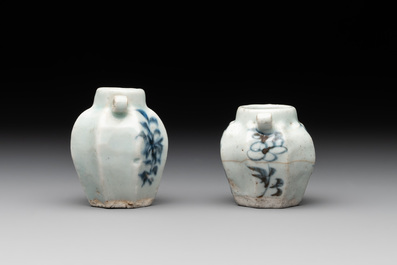 A collection of five Chinese blue and white jarlets, Yuan