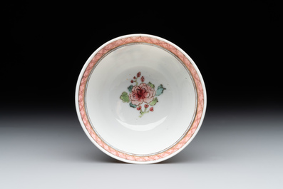 A fine Chinese famille rose 'lady, boy and rabbit' cup, Yongzheng