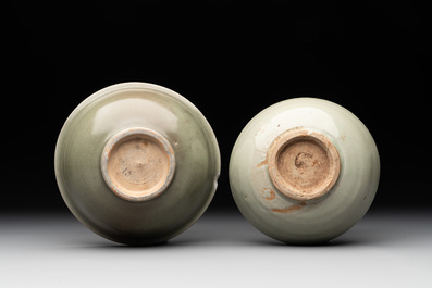 A collection of six Chinese Longquan celadon wares, Yuan/Ming