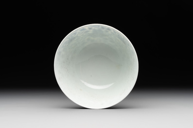 A Chinese blue and white 'peony scroll' bowl, Guangxu mark and of the period