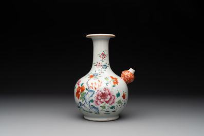 A Chinese famille rose 'peonies' kendi, Qianlong