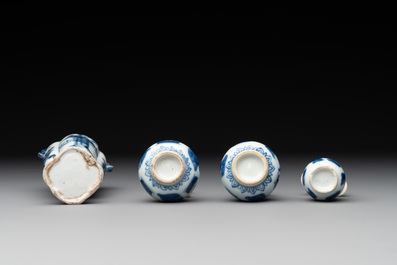 Four Chinese blue and white miniature 'Long Eliza' vases, Kangxi