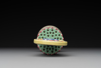 A rare Chinese famille rose Buddhist emblem altar ornament, Qianlong mark and of the period