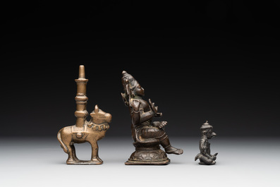 Two Indian bronze figures of Nandi and Shiva, and a South Asian bronze Garuda, 17th C. and later