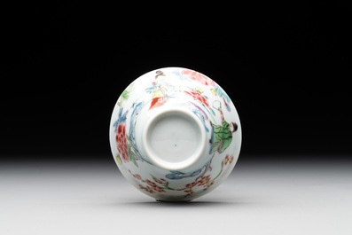 A Chinese famille rose 'Xi Xiang Ji' cup and saucer, Yongzheng