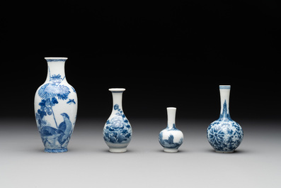 Seven Chinese blue, white and doucai vases, Wanli/Yongzheng/Qianlong mark, 19th C.