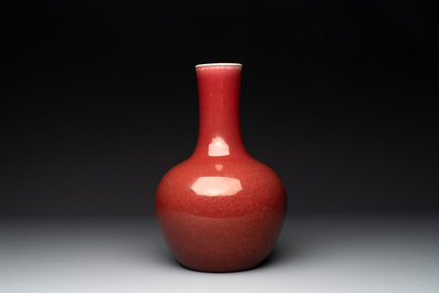 A Chinese copper-red-glazed bottle vase, 19th C.