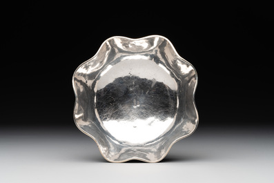 A Chinese enamelled silver bowl, a box and an opium container, 19th C.