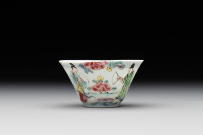 A Chinese famille rose 'Xi Xiang Ji' cup and saucer, Yongzheng