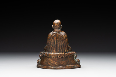 A Tibetan bronze Padmasambhava, 14th C.