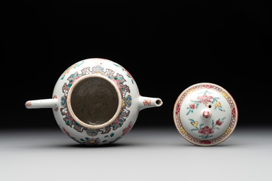 Two Chinese famille rose teapots with floral design, Yongzheng/Qianlong