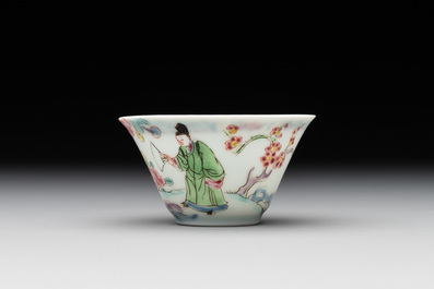 A Chinese famille rose 'Xi Xiang Ji' cup and saucer, Yongzheng