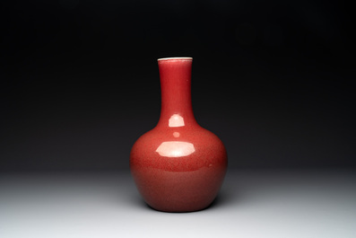 A Chinese copper-red-glazed bottle vase, 19th C.