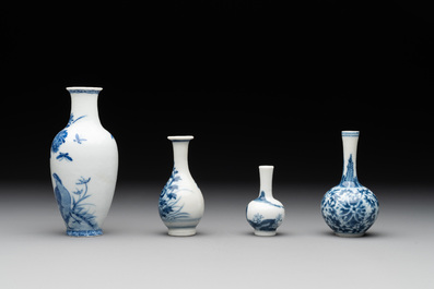Seven Chinese blue, white and doucai vases, Wanli/Yongzheng/Qianlong mark, 19th C.