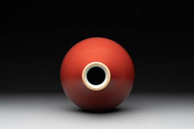 A Chinese copper-red-glazed pear-shaped vase, Yongzheng mark and of the period