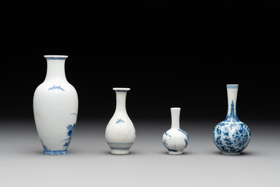 Seven Chinese blue, white and doucai vases, Wanli/Yongzheng/Qianlong mark, 19th C.