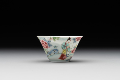 A Chinese famille rose 'Xi Xiang Ji' cup and saucer, Yongzheng