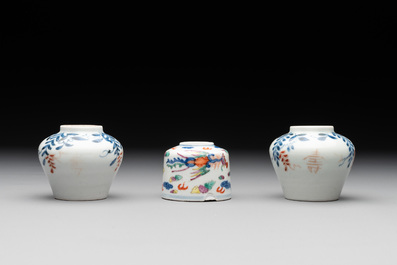 Seven Chinese blue, white and doucai vases, Wanli/Yongzheng/Qianlong mark, 19th C.