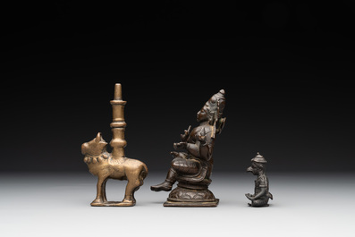 Two Indian bronze figures of Nandi and Shiva, and a South Asian bronze Garuda, 17th C. and later