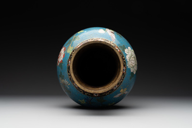 A Chinese cloisonn&eacute; 'peony and chrysanthemum' vase, 19th C.