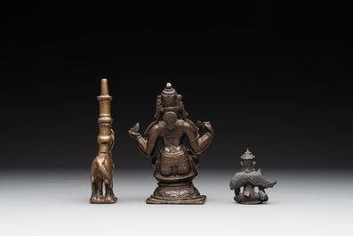 Two Indian bronze figures of Nandi and Shiva, and a South Asian bronze Garuda, 17th C. and later