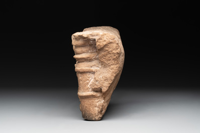 An Indian architectural red sandstone fragment with divinities, 13th C.