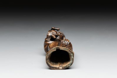 A bronze 'crowned Madonna with child' lustre ornament, Flanders, 16th C.